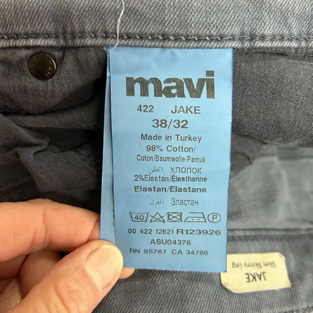 Mavi Men's Jake Medium Blue Stretch Twill Slim Fit Jean Style Pants Size 38/31